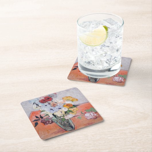 Vincent van Gogh - Vase met Rozen en Anemones Kartonnen Onderzetters (Insitu)