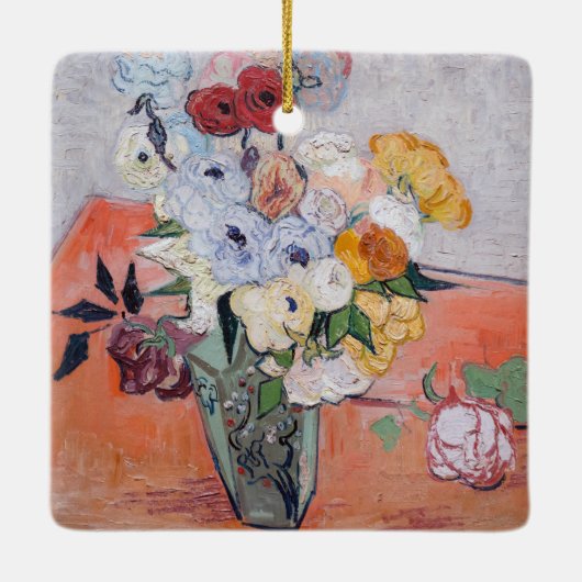 Vincent van Gogh - Vase met Rozen en Anemones Keramisch Ornament (Achterkant)
