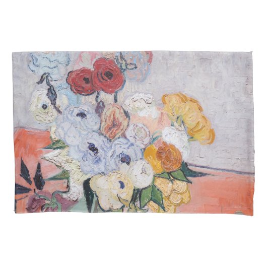Vincent van Gogh - Vase met Rozen en Anemones Kussensloop (Voorkant)