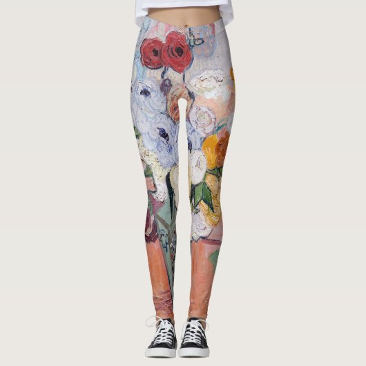 Vincent van Gogh - Vase met Rozen en Anemones Leggings (Voorkant)