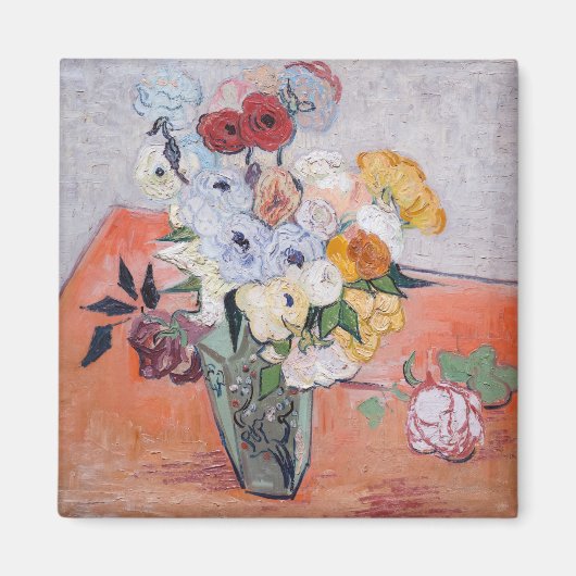 Vincent van Gogh - Vase met Rozen en Anemones Magneet (Voorkant)