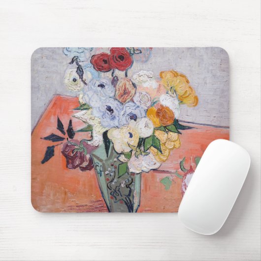 Vincent van Gogh - Vase met Rozen en Anemones Muismat (Met muis)
