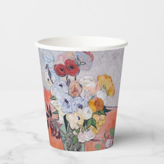 Vincent van Gogh - Vase met Rozen en Anemones Papieren Bekers (Voorkant)