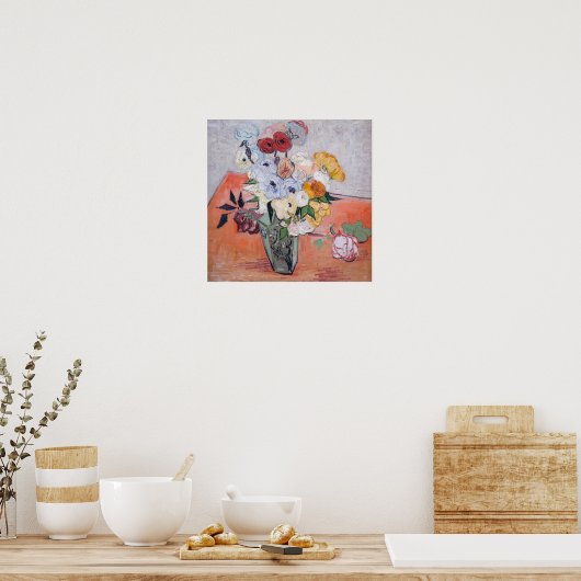 Vincent van Gogh - Vase met Rozen en Anemones Poster (Keuken)