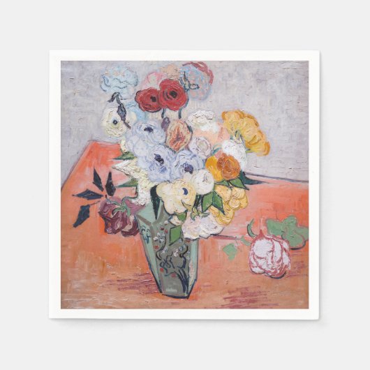 Vincent van Gogh - Vase met Rozen en Anemones Servet (Voorkant)