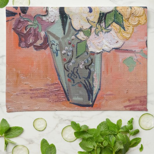 Vincent van Gogh - Vase met Rozen en Anemones Theedoek (Gevouwen)