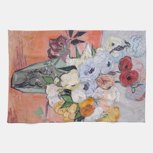 Vincent van Gogh - Vase met Rozen en Anemones Theedoek (Horizontaal)