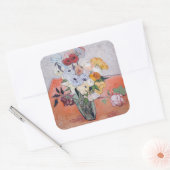 Vincent van Gogh - Vase met Rozen en Anemones Vierkante Sticker (Envelop)