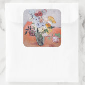 Vincent van Gogh - Vase met Rozen en Anemones Vierkante Sticker (Tas)