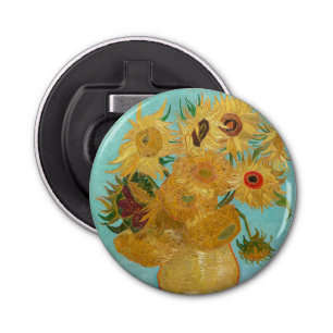 Vincent Van Gogh - Vase met twaalf zonnebloemen Button Flesopener