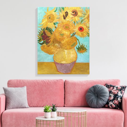 Vincent Van Gogh - Vase met twaalf zonnebloemen Canvas Afdruk (Insitu (Woonkamer))