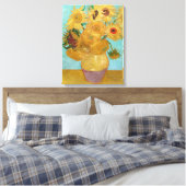 Vincent Van Gogh - Vase met twaalf zonnebloemen Canvas Afdruk (Insitu (Slaapkamer))