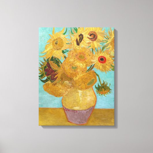 Vincent Van Gogh - Vase met twaalf zonnebloemen Canvas Afdruk (Voorkant)