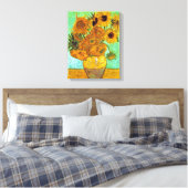 Vincent Van Gogh - Vase met twaalf zonnebloemen Canvas Afdruk (Insitu (Slaapkamer))