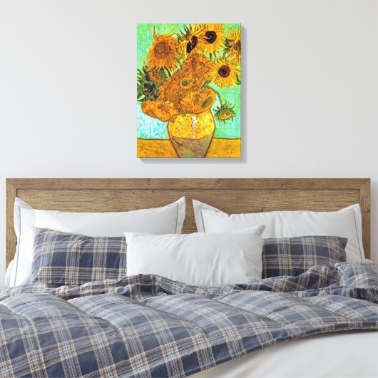 Vincent Van Gogh - Vase met twaalf zonnebloemen Canvas Afdruk (Insitu (Slaapkamer))