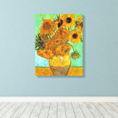 Vincent Van Gogh - Vase met twaalf zonnebloemen Canvas Afdruk (Insitu (Houten vloer))