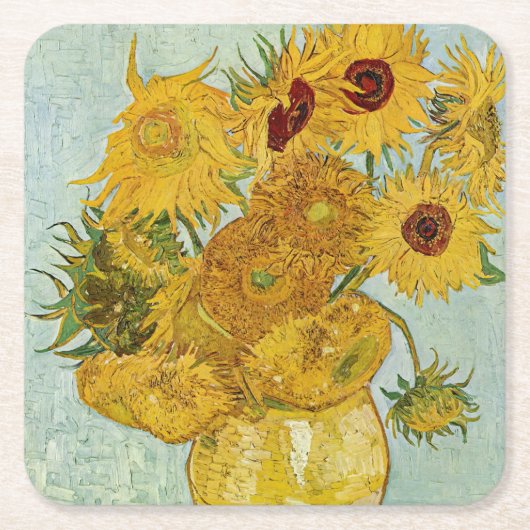Vincent Van Gogh - Vase met twaalf zonnebloemen Kartonnen Onderzetters (Voorkant)