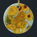 Vincent Van Gogh - Vase met twaalf zonnebloemen Keramisch Ornament<br><div class="desc">Vase met twaalf zonnebloemen / Vase avec douze tournesols - Vincent Van Gogh,  augustus 1888 - Sunflower 1888 derde versie (F456)</div>