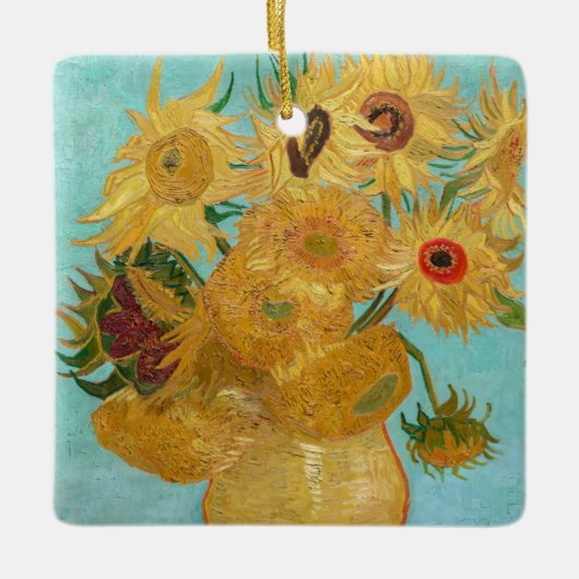 Vincent Van Gogh - Vase met twaalf zonnebloemen Keramisch Ornament (Voorkant)