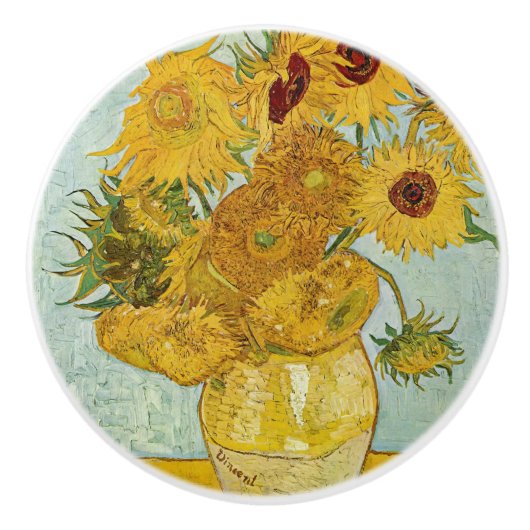 Vincent Van Gogh - Vase met twaalf zonnebloemen Keramische Knop (Voorkant)