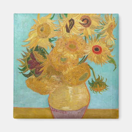 Vincent Van Gogh - Vase met twaalf zonnebloemen Magneet (Voorkant)