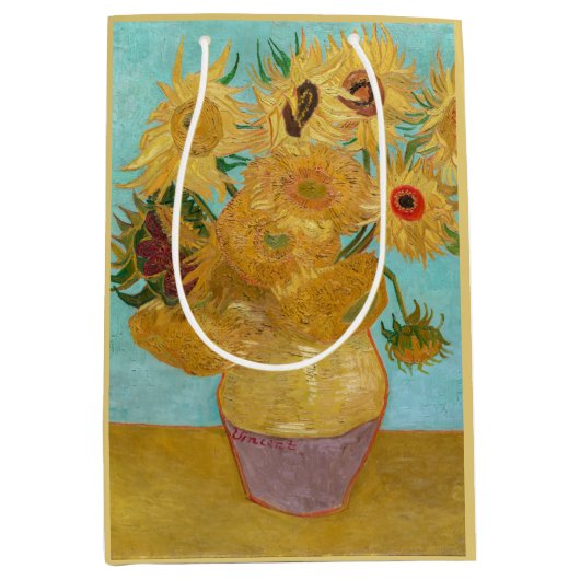 Vincent Van Gogh - Vase met twaalf zonnebloemen Medium Cadeauzakje (Voorkant)
