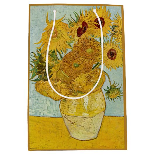 Vincent Van Gogh - Vase met twaalf zonnebloemen Medium Cadeauzakje (Voorkant)