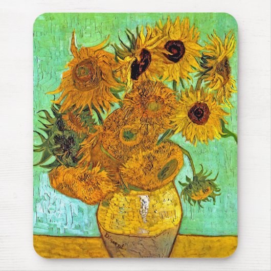 Vincent Van Gogh - Vase met twaalf zonnebloemen Muismat (Voorkant)