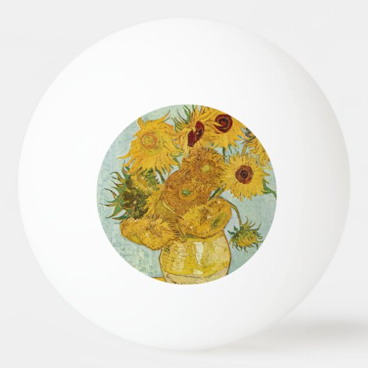 Vincent Van Gogh - Vase met twaalf zonnebloemen Pingpongbal (Achterkant)