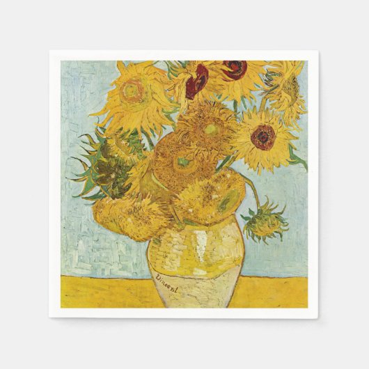 Vincent Van Gogh - Vase met twaalf zonnebloemen Servet (Voorkant)