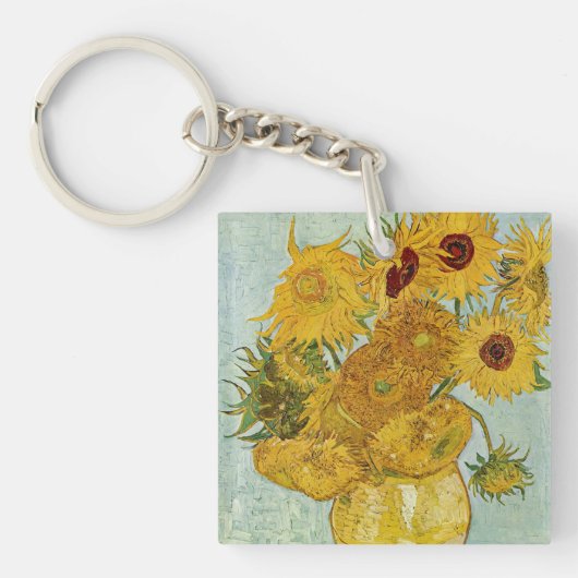 Vincent Van Gogh - Vase met twaalf zonnebloemen Sleutelhanger (Voorkant)
