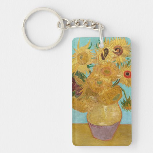 Vincent Van Gogh - Vase met twaalf zonnebloemen Sleutelhanger (Voorkant)