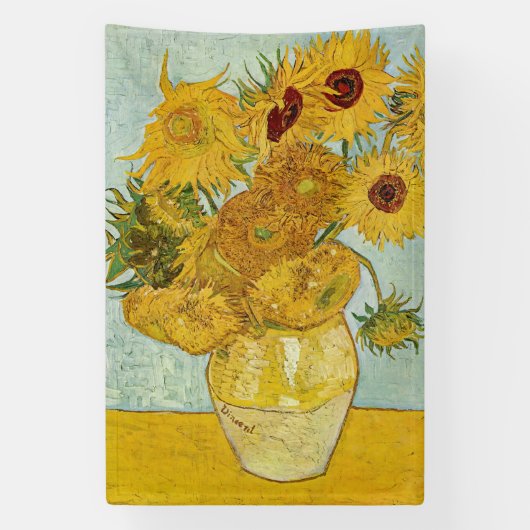Vincent Van Gogh - Vase met twaalf zonnebloemen Spandoek (Verticaal)