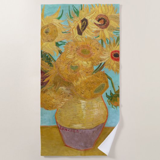 Vincent Van Gogh - Vase met twaalf zonnebloemen Strandlaken (Voorkant)