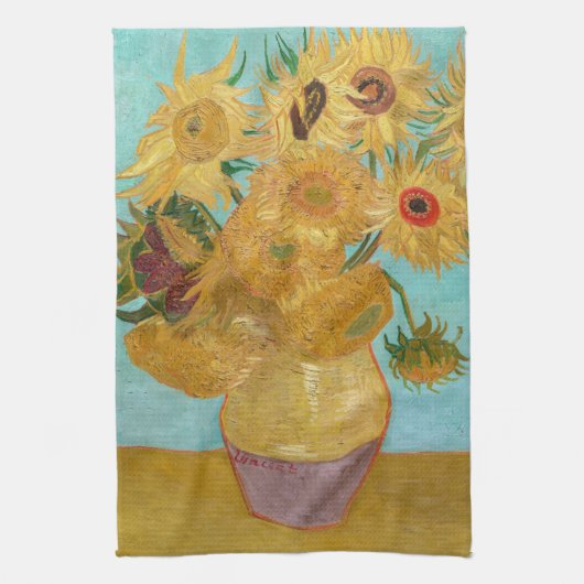 Vincent Van Gogh - Vase met twaalf zonnebloemen Theedoek (Verticaal)