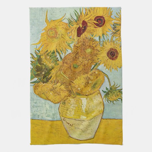 Vincent Van Gogh - Vase met twaalf zonnebloemen Theedoek (Verticaal)