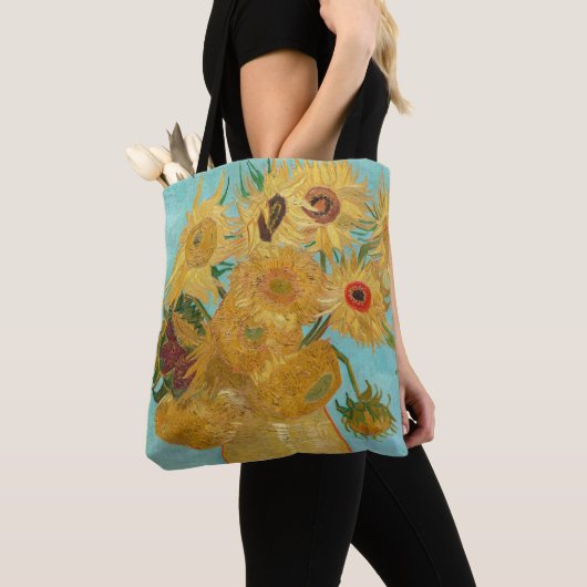 Vincent Van Gogh - Vase met twaalf zonnebloemen Tote Bag (Dichtbij)