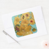 Vincent Van Gogh - Vase met twaalf zonnebloemen Vierkante Sticker (Envelop)