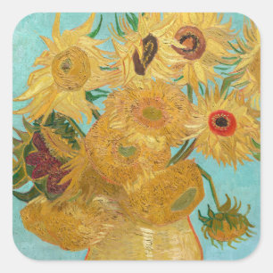 Vincent Van Gogh - Vase met twaalf zonnebloemen Vierkante Sticker