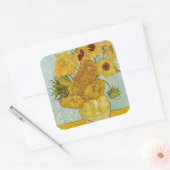 Vincent Van Gogh - Vase met twaalf zonnebloemen Vierkante Sticker (Envelop)
