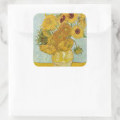 Vincent Van Gogh - Vase met twaalf zonnebloemen Vierkante Sticker (Tas)