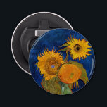 Vincent van Gogh - Vase met vijf zonnebloemen Button Flesopener<br><div class="desc">Vase met Five Sunflower - Vincent van Gogh,  Oil on Canvas,  augustus 1888</div>