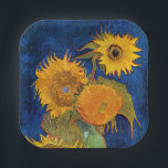 Vincent van Gogh - Vase met vijf zonnebloemen Papieren Bordje<br><div class="desc">Vase met Five Sunflower - Vincent van Gogh,  Oil on Canvas,  augustus 1888</div>