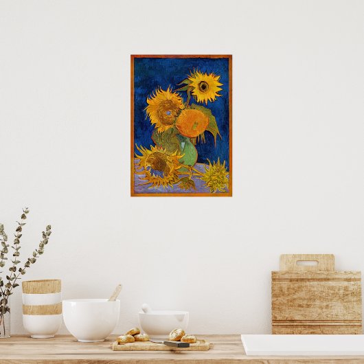 Vincent van Gogh - Vase met vijf zonnebloemen Poster (Keuken)