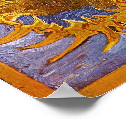 Vincent van Gogh - Vase met vijf zonnebloemen Poster (Hoek)
