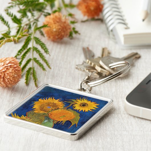 Vincent van Gogh - Vase met vijf zonnebloemen Sleutelhanger (Zijkant)