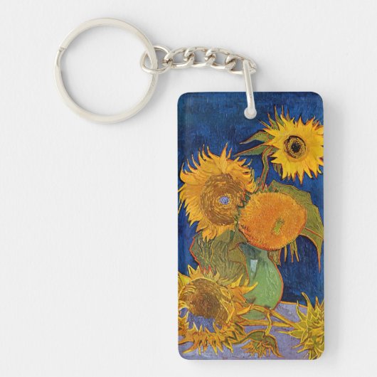 Vincent van Gogh - Vase met vijf zonnebloemen Sleutelhanger (Voorkant)