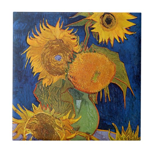Vincent van Gogh - Vase met vijf zonnebloemen Tegeltje (Voorkant)