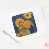 Vincent van Gogh - Vase met vijf zonnebloemen Vierkante Sticker (Envelop)