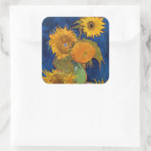 Vincent van Gogh - Vase met vijf zonnebloemen Vierkante Sticker (Tas)